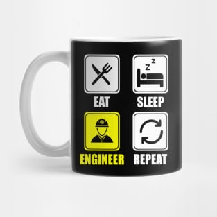 Cute Eat Sleep Engineer Repeat Engineering Funny Mug